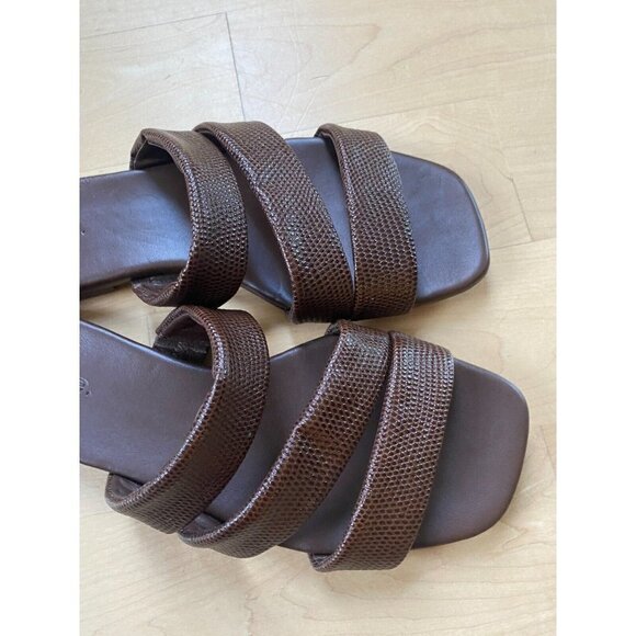 VINCE New Women's Brown "Dallas" Sandals Leather Slip On Flats - Picture 2 of 6